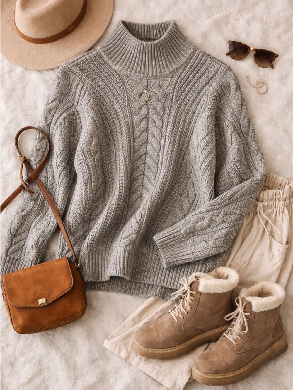 Simply Vera Vera Wang chunky cable knit mock neck sweater soft heather gray XS